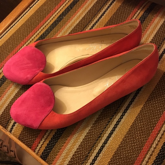 Shoes of Prey Shoes - Pink and orange red suede flats